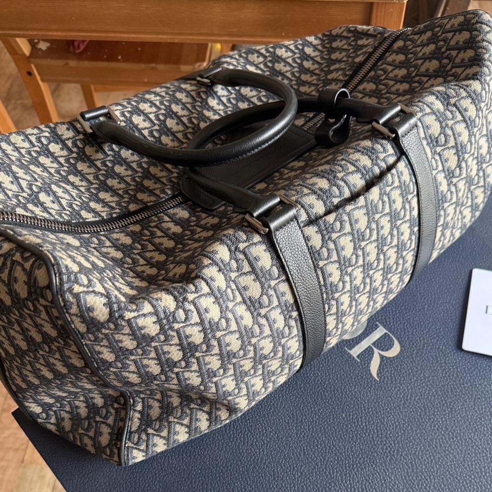 Dior Lingot 50 Bag Beige and Tan Oblique Jacquard